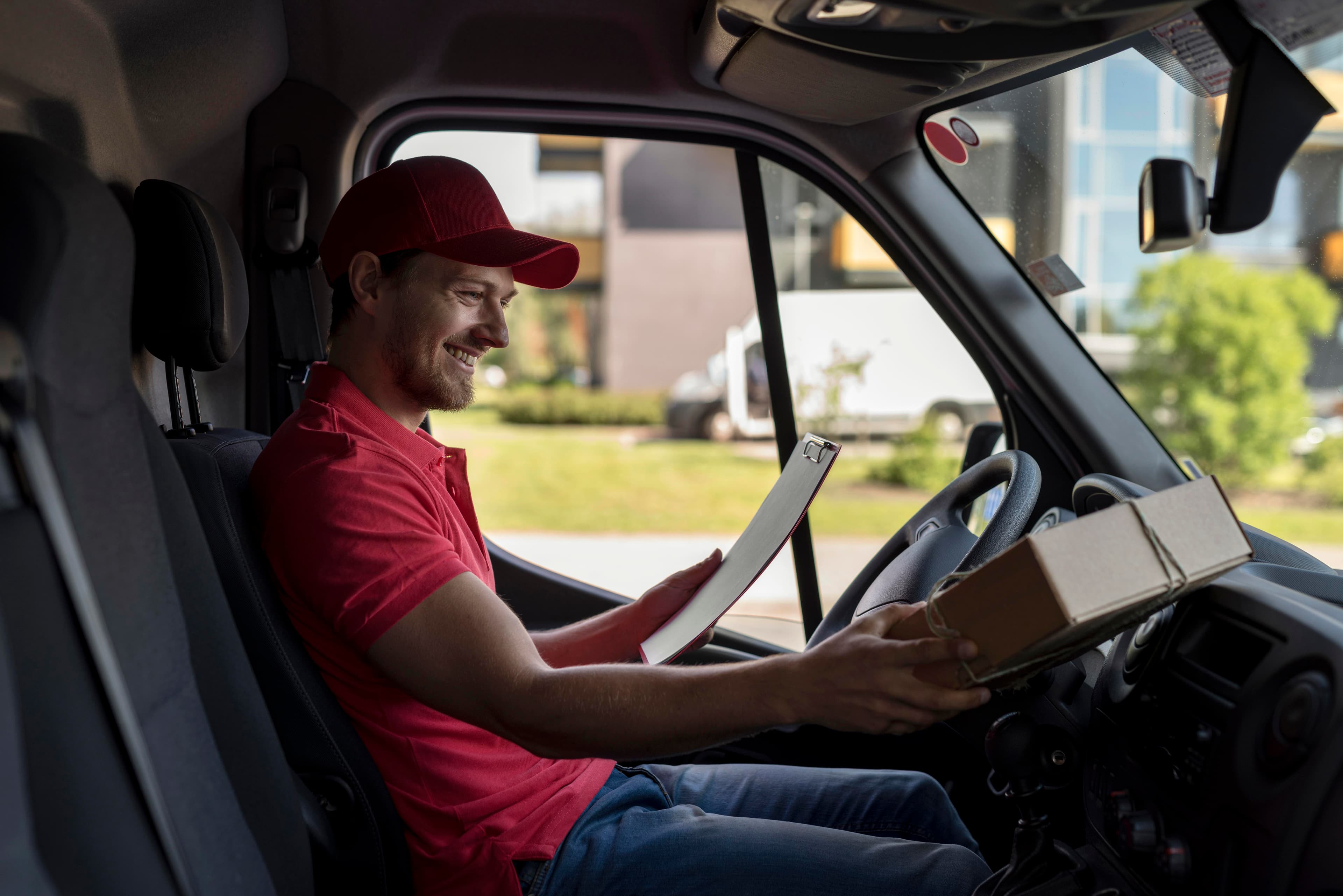 Man in van